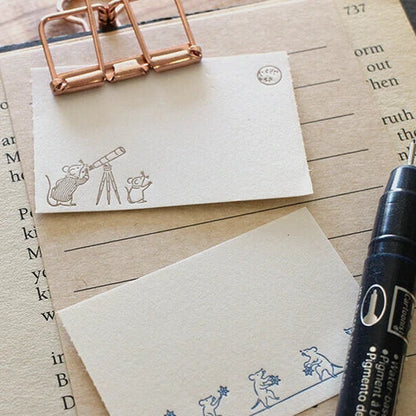 Mini Letterpressed 2 Framed Label Book | The Mice Gazing at the Stars | Oeda Letterpress(Japan)