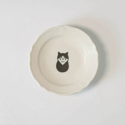 Awkward Black and White Cat Small Dish | KNM Pottery (Japan)