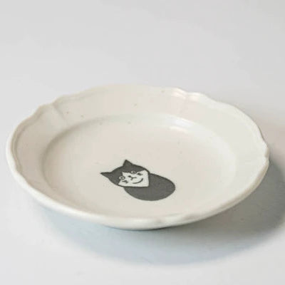 Awkward Black and White Cat Small Dish | KNM Pottery (Japan)