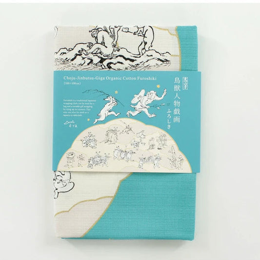 Frogs and Rabbits (Blue) Furoshiki Wrapping Cloth | Musubi (Japan)