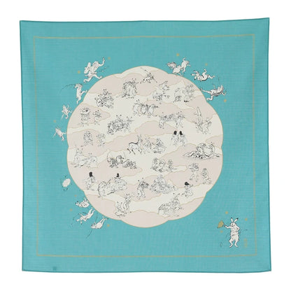 Frogs and Rabbits (Blue) Furoshiki Wrapping Cloth | Musubi (Japan)