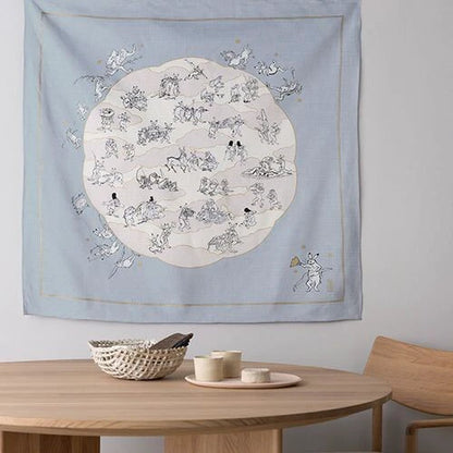 Frogs and Rabbits (Lavender) Furoshiki Wrapping Cloth | Musubi (Japan)