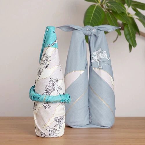 Frogs and Rabbits (Lavender) Furoshiki Wrapping Cloth | Musubi (Japan)