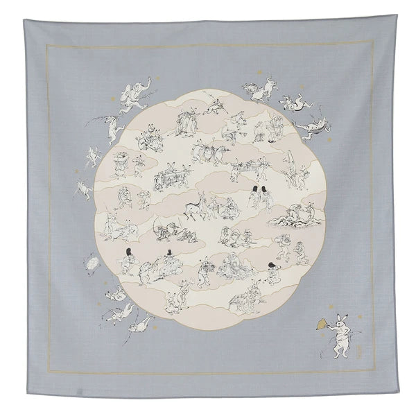 Frogs and Rabbits (Lavender) Furoshiki Wrapping Cloth | Musubi (Japan)