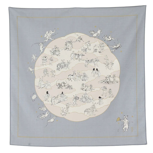 Frogs and Rabbits (Lavender) Furoshiki Wrapping Cloth | Musubi (Japan)