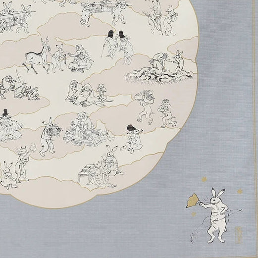 Frogs and Rabbits (Lavender) Furoshiki Wrapping Cloth | Musubi (Japan)