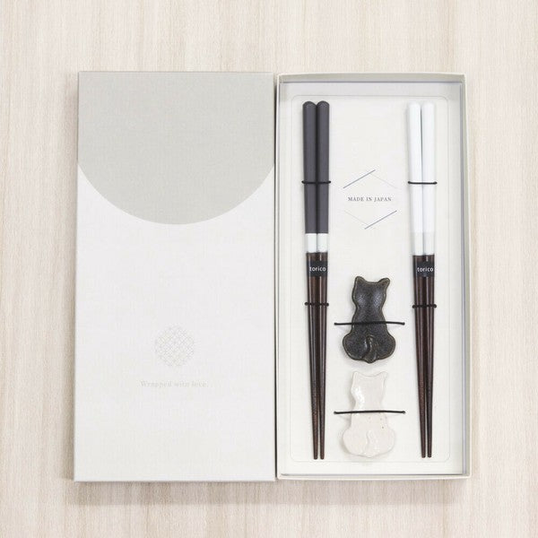 Black and White Cat Chopstick Set | Torico (Japan)
