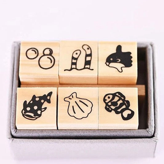 Sea Friends Mini Stamp Set of 6 |  Avec Amour (Japan)