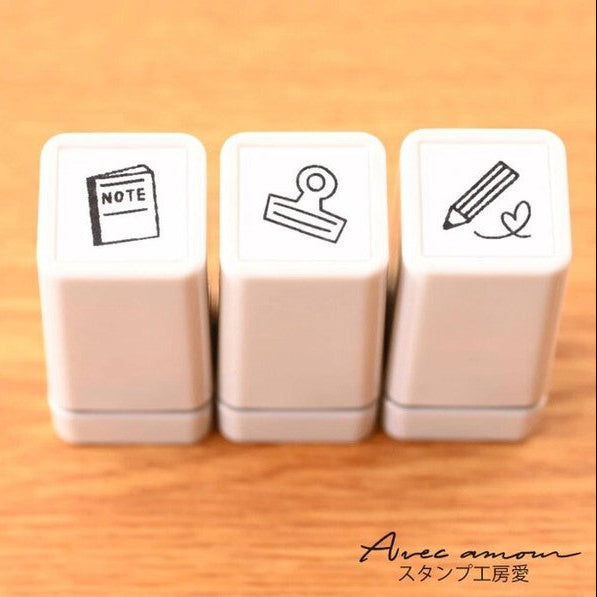 Stationery Self-Inking Mini Stamp Set of 3 |  Love Stamp (Japan)