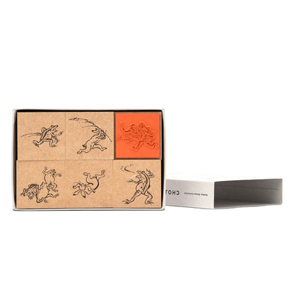 Choju Giga Birds & Beasts Wood & Rubber Stamp Set |  Tokyo Seihan (Japan)