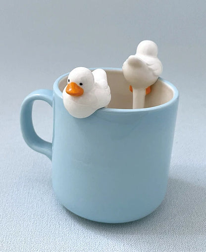 Ceramic Hanging Duck Mug Spoon| Yellow | Decole (Japan)