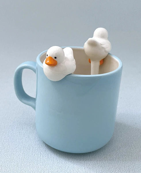 Ceramic Hanging Duck Mug Spoon| Yellow | Decole (Japan)