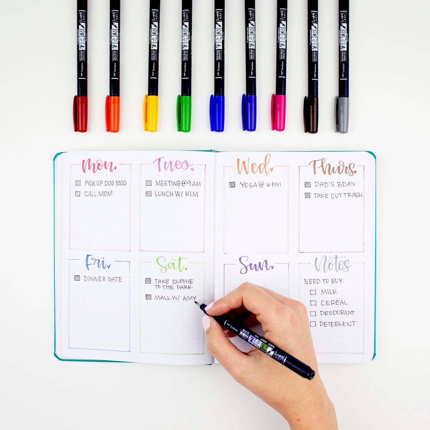 Fudenosuke Colors Calligraphy Brush Pens | 10-Pack | Tombow (Japan
