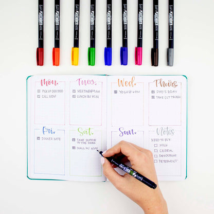 Fudenosuke Colors Calligraphy Brush Pens | 10-Pack | Tombow (Japan