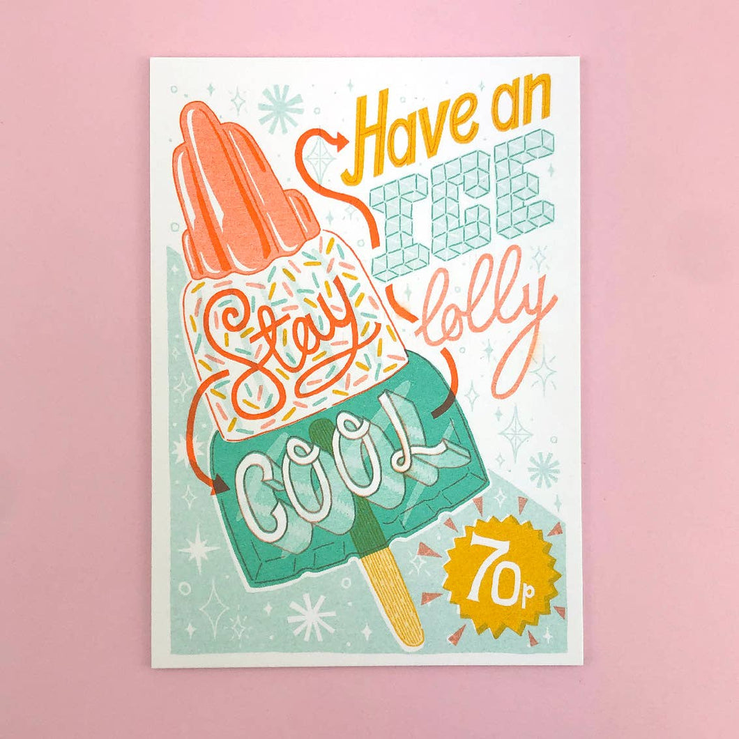 Stay Cool Lollipop A5 Risograph Print | Jacqueline Colley (UK)