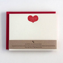 Load image into Gallery viewer, Thank You Heart Flat Letterpress Note Card | Fugu Fugu Press (CA)
