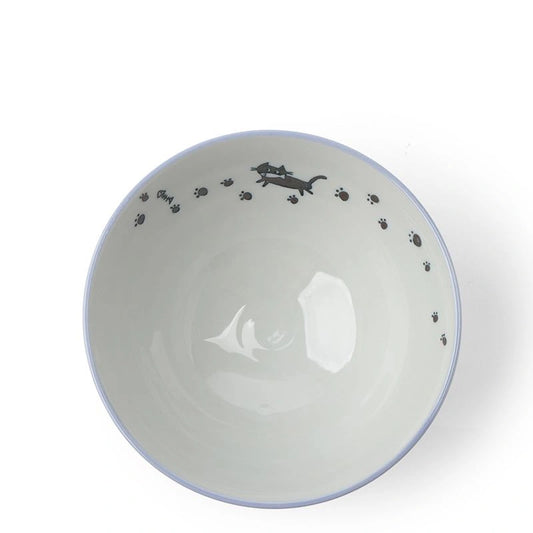 Ceramic Grey Crackle Cats Rice Bowl (Japan)