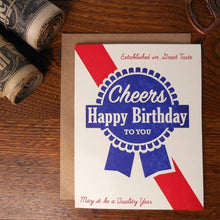 Load image into Gallery viewer, Blue Ribbon Letterpress Birthday Card | Amber Favorite (IL)
