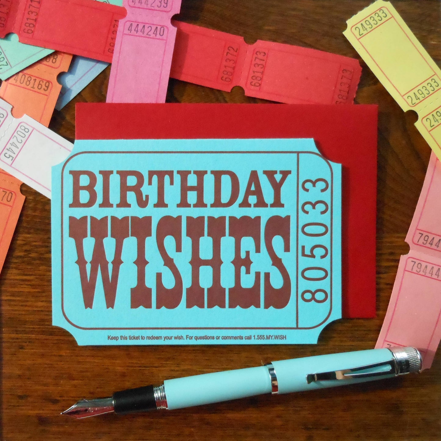 Birthday Wishes Ticket Letterpress Birthday Card | Amber Favorite (IL)