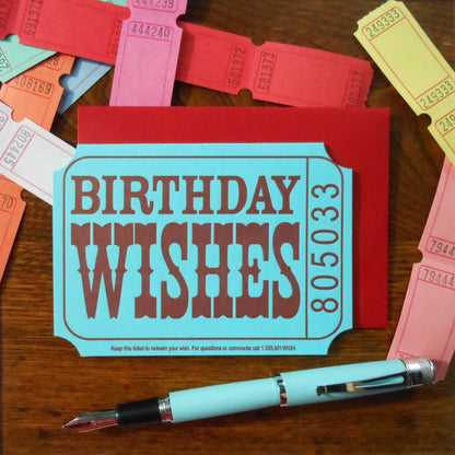 Birthday Wishes Ticket Letterpress Birthday Card | Amber Favorite (IL)