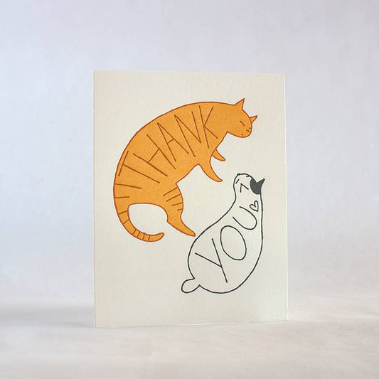 Cats Thank You Lettepress Card | Fugu Fugu Press (CA)