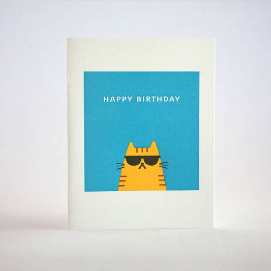 Cool Cat Birthday Letterpress Card | Fugu Fugu Press (CA)