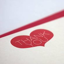 Load image into Gallery viewer, Thank You Heart Flat Letterpress Note Card | Fugu Fugu Press (CA)
