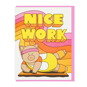 Nice Work Aerobics Pig Greeting Card | Lucky Horse Press (NJ)