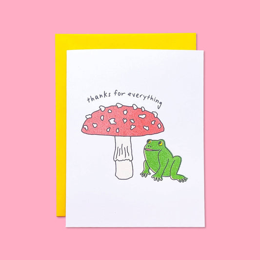 Thanks for Everything Frog and Mushroom Risograph Card | Jenny Lemons (CA)