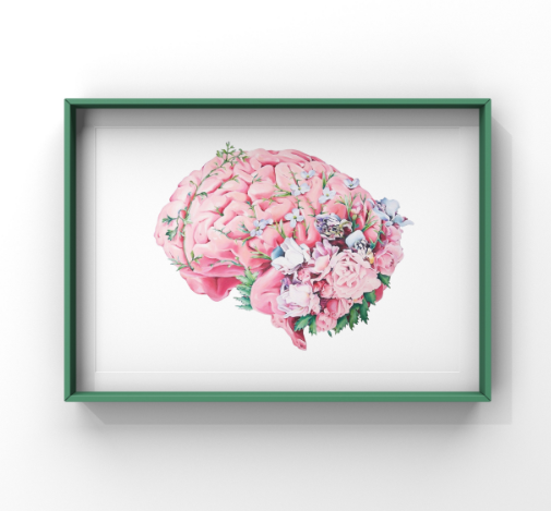 Floral Brain Anatomy Art Print | Trisha Thompson Adams (OK)