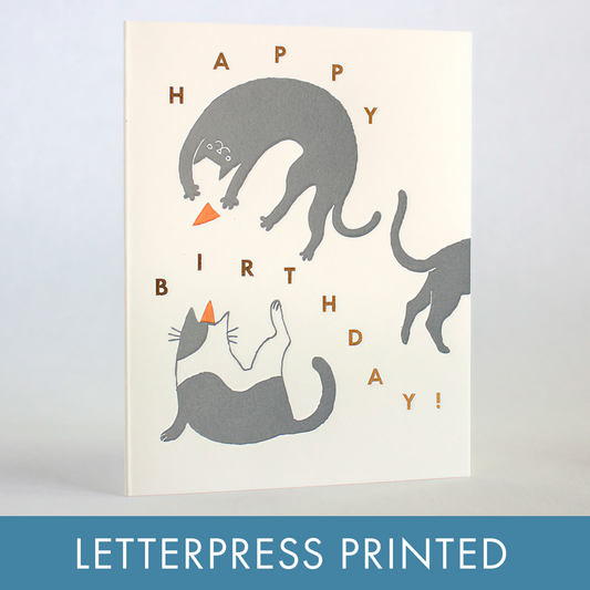 Happy Birthday Cats Letterpress Card | Fugu Fugu (CA)