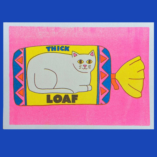 Cat Loaf Mini RIsograph Print | Naomi Wilkinson (UK)