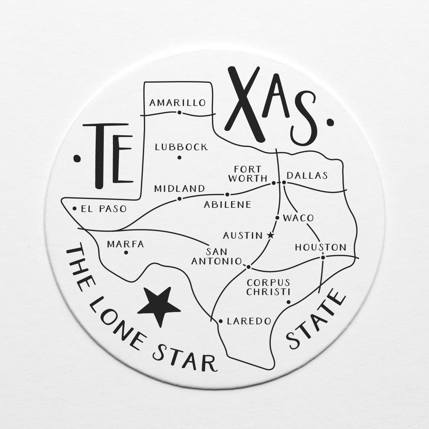Texas State Map Coaster Set | Onderkast Studio (TX)