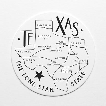 Texas State Map Coaster Set | Onderkast Studio (TX)