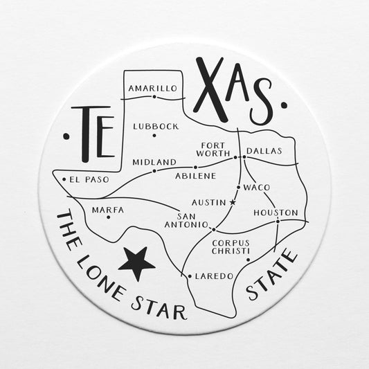 Texas State Map Coaster Set | Onderkast Studio (TX)