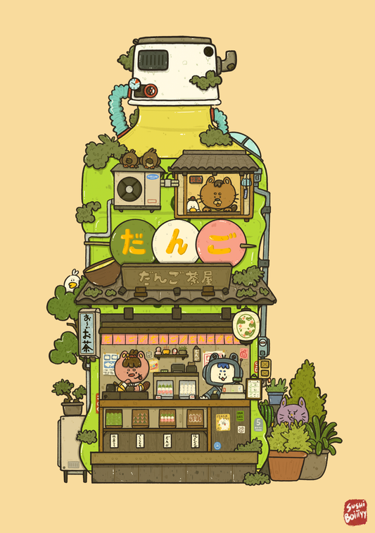 Green Tea Shop Postcard Mini Print | Sushiboiiiyy (CAN)