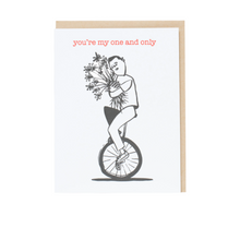 Load image into Gallery viewer, One and Only Unicycle Letterpress Card | Russ Pope
