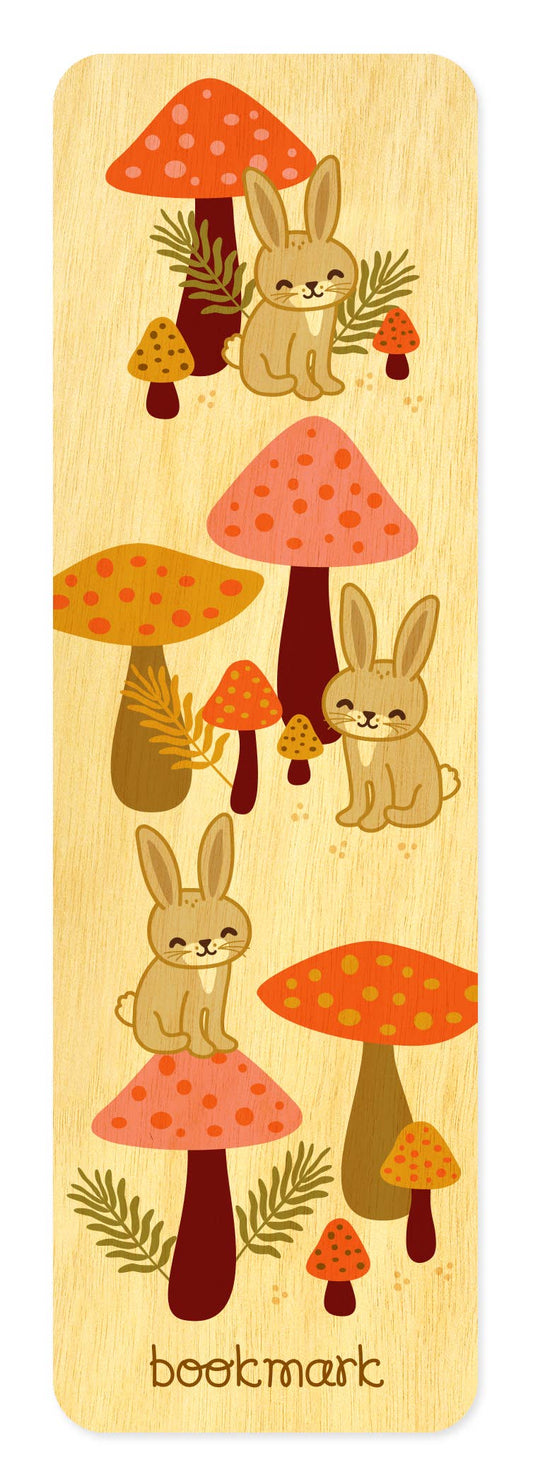 Mushroom Rabbits Wood Bookmark | Night Owl Paper Goods (AL)