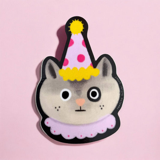 Clown Cat Die Cut Sticker | Carolyn Suzuki (CA)