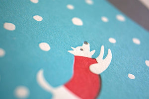 Dog in Snow Holiday Card | Fugu Fugu Press (CA)