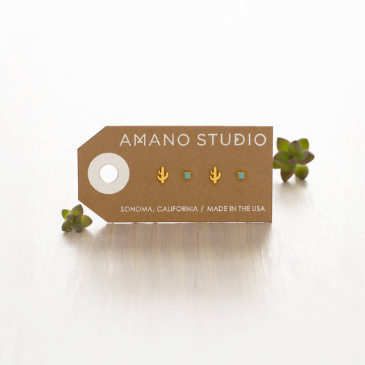 Cactus + Turquoise Stud Earring Set | Amano Studio (CA)