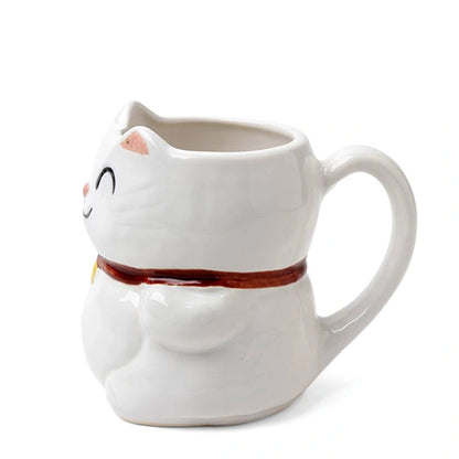 White Fortune Cat Ceramic Mug (Japan)