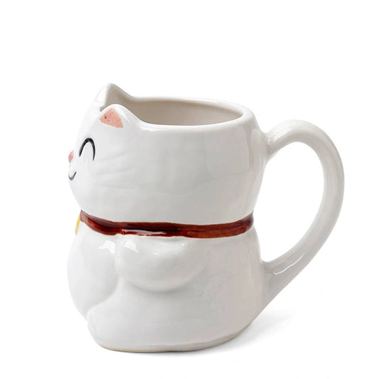 White Fortune Cat Ceramic Mug (Japan)