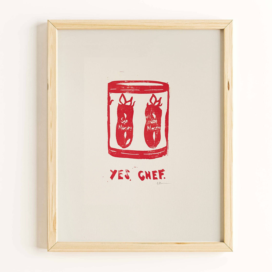 Yes Chef Linocut Print | Ellen Orchard (TX)