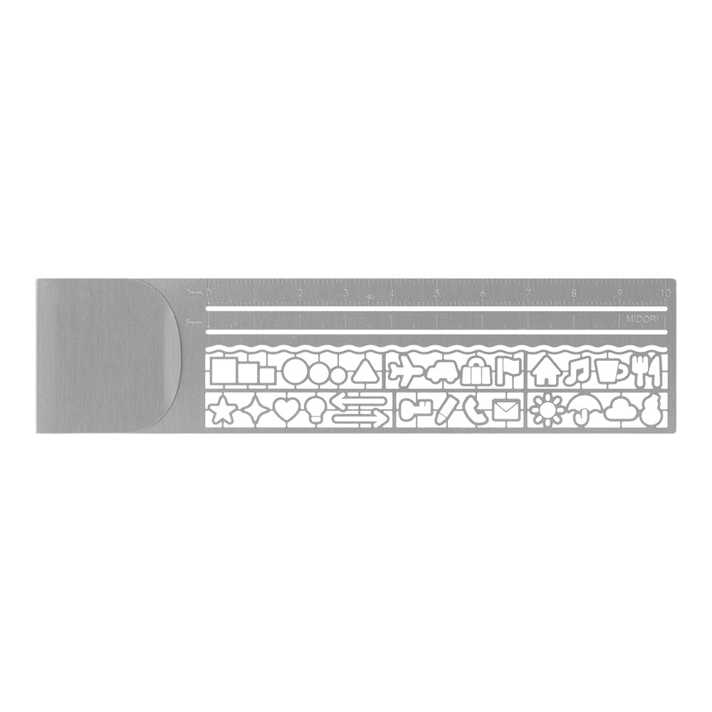 Stencil Clip Ruler | Silver | Midori (Japan)