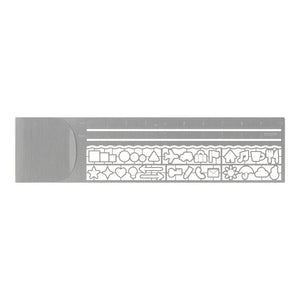 Stencil Clip Ruler | Silver | Midori (Japan)