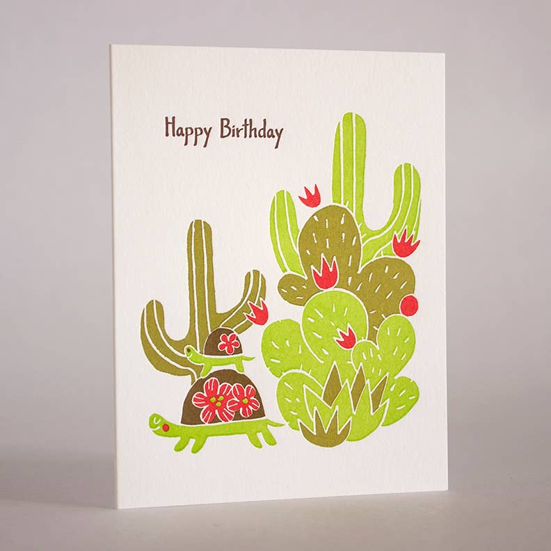 Desert Tortoises Birthday Letterpress Card | Fugu Fugu Press (CA)