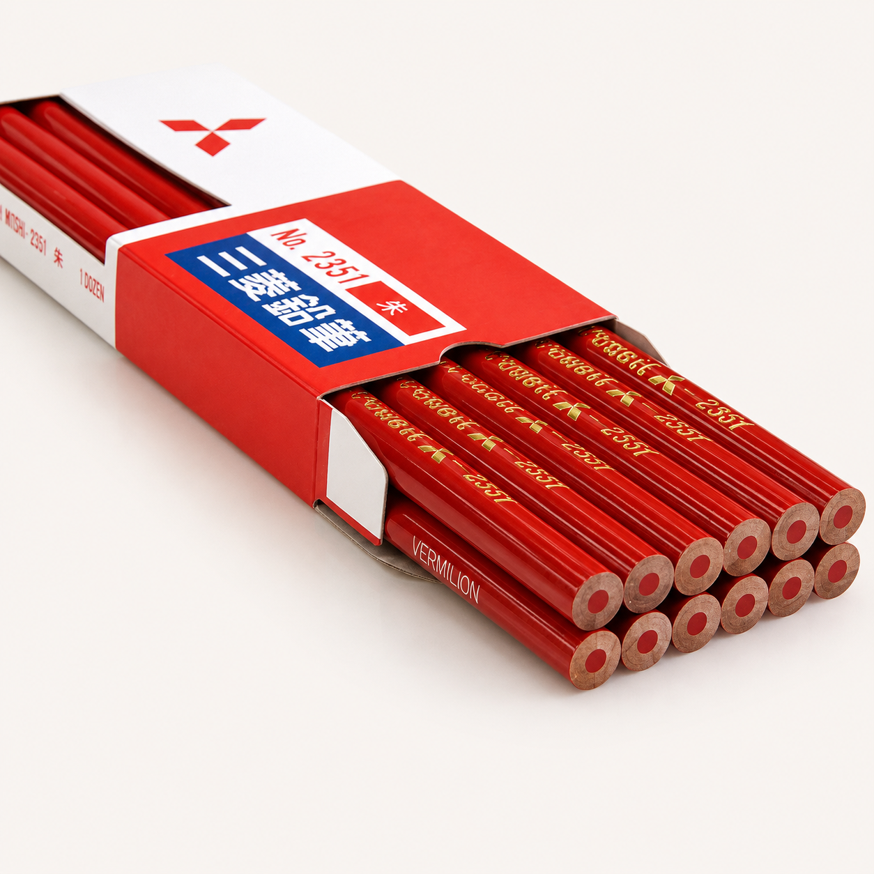 Uni Colored Pencils Pack of 12 | Vermilion | Mitsubishi (Japan)