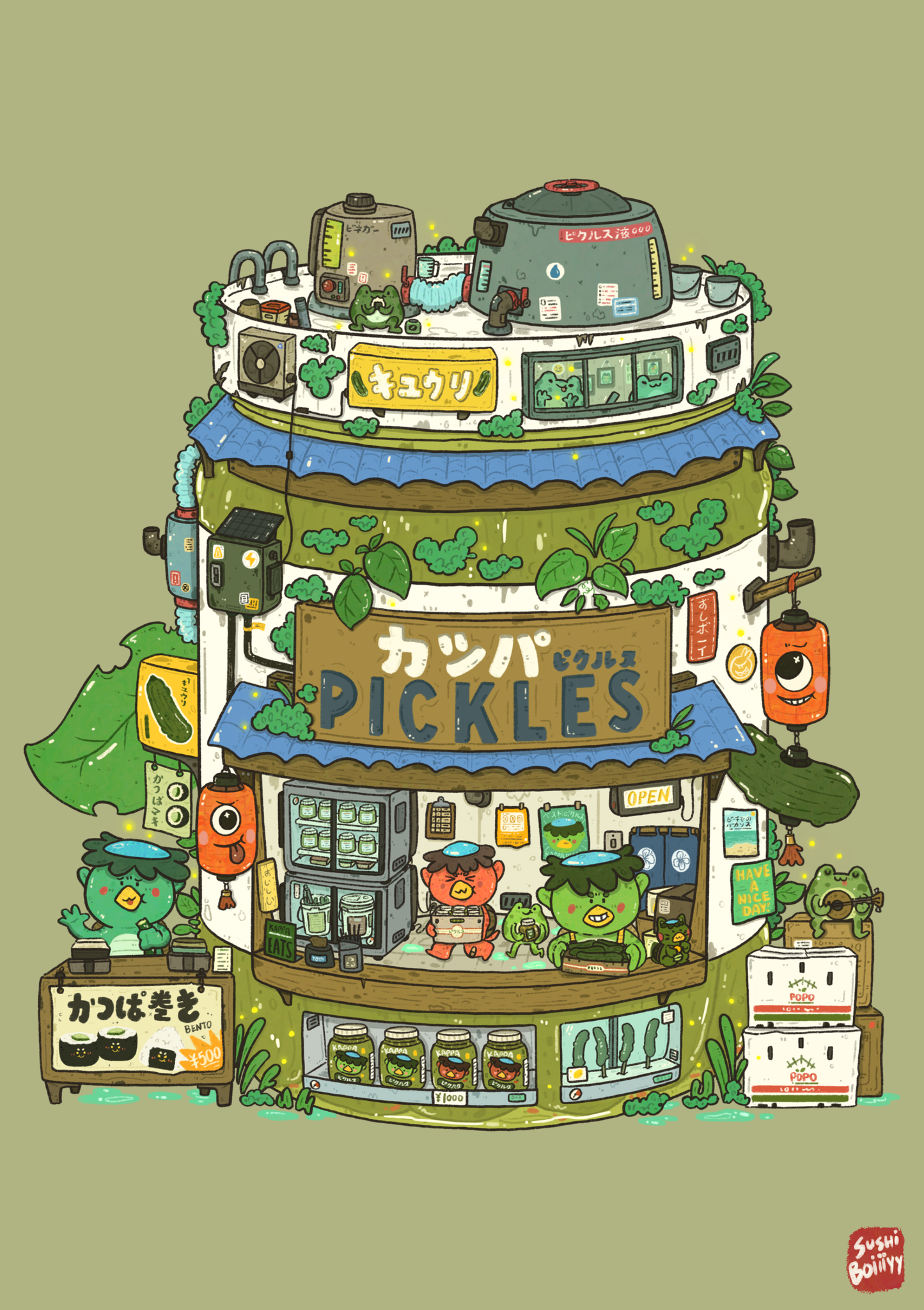 Kappa Pickles Postcard Mini Art Print | Sushiboiiiyy (CAN)