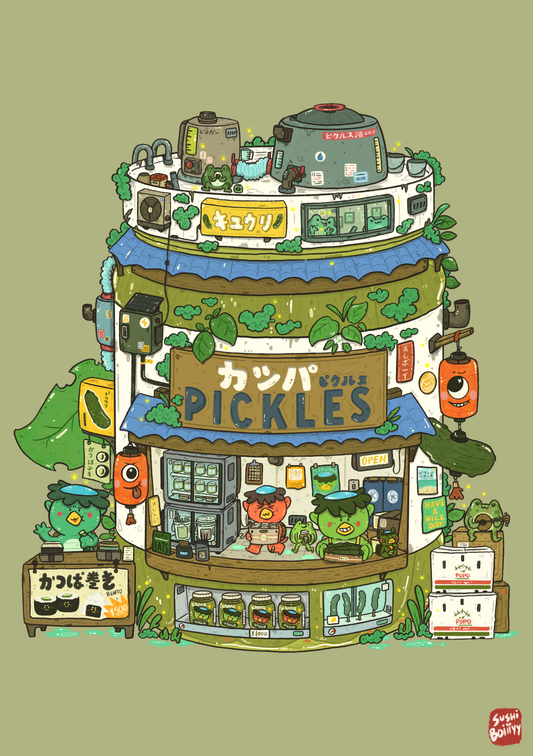 Kappa Pickles Postcard Mini Art Print | Sushiboiiiyy (CAN)